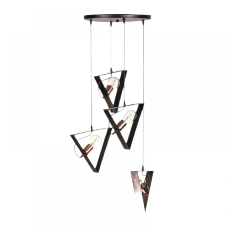 NG Lighting Κρεμαστό Φωτιστικό Οροφής Χειροποίητο Μεταλλικό Καφέ/Σκουριά Τετράφωτο Ε27 40x80cm 2026358